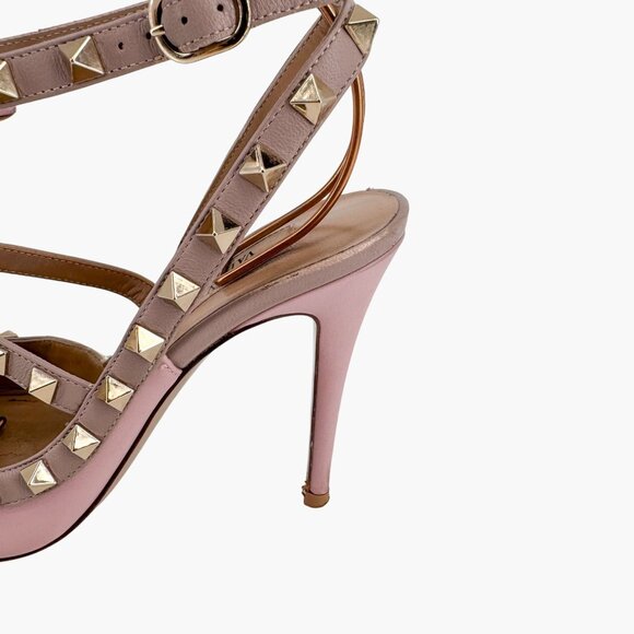 Valentino Rockstud Light Pink Leather Caged Pumps Pointed Heels Size 36.5 US 6.5 - Picture 8 of 15